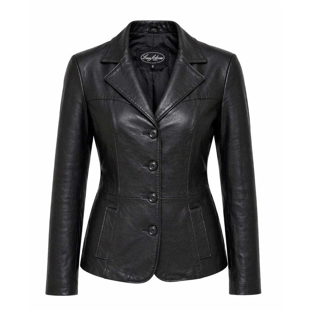 Vintage Luis Alvear ~ Women’s 100% Genuine Soft Leather Black Jacket ~ Size S